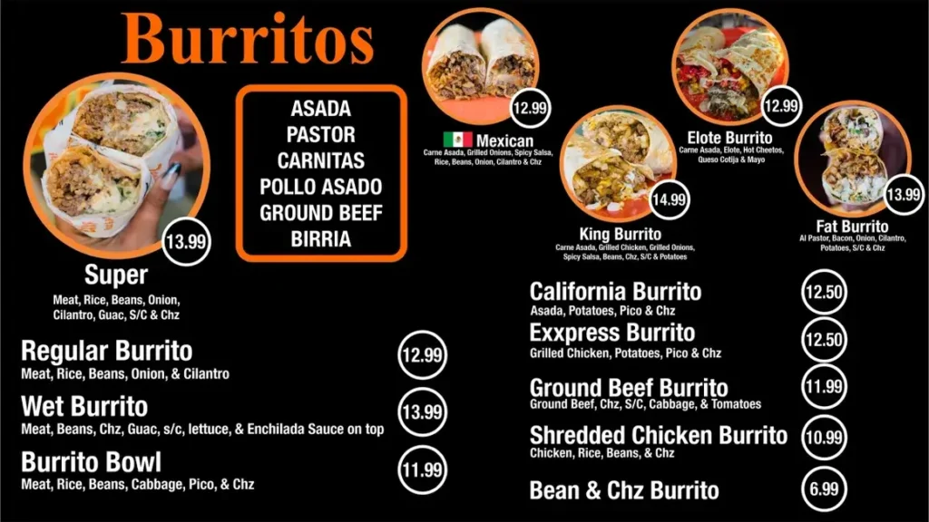 Taco Express Burritos Prices