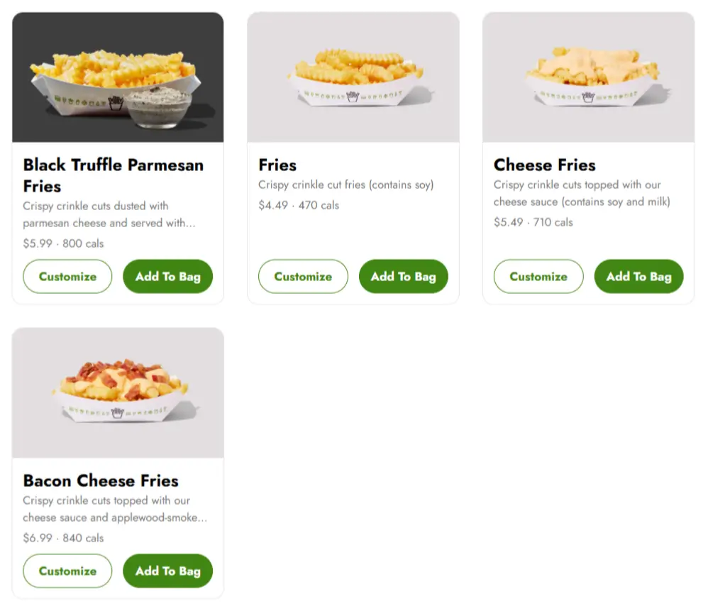 Shake Shack Crinkle Cut Fries Menu Prices