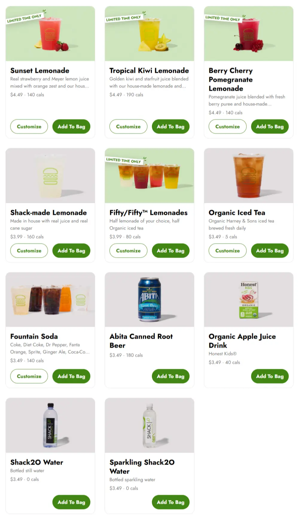 Shake Shack Drinks Menu Prices