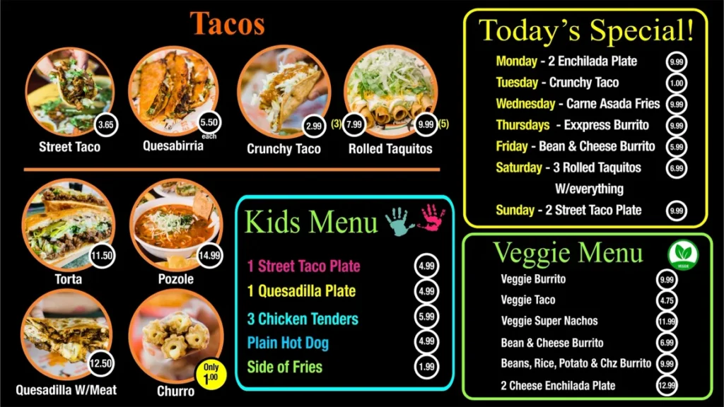 Taco Express Tacos Menu Prices